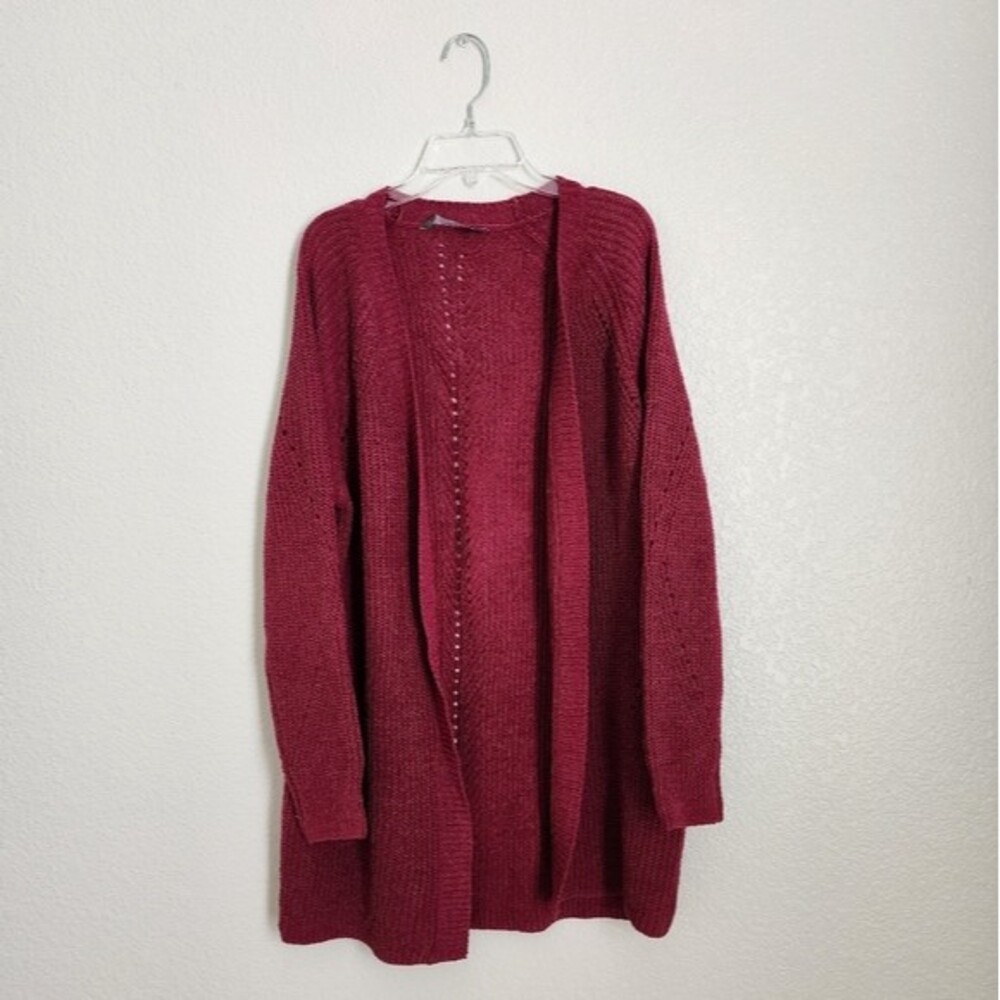 Chenille Cardigan Women's Large Open Front Lightweight Raspberry Cardigan